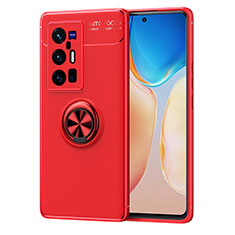 Ultra-thin Silicone Gel Soft Case Cover with Magnetic Finger Ring Stand SD2 for Vivo X70 Pro+ Plus 5G Red