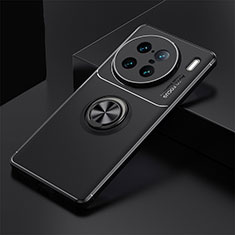 Ultra-thin Silicone Gel Soft Case Cover with Magnetic Finger Ring Stand SD2 for Vivo X90 Pro+ Plus 5G Black