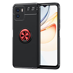 Ultra-thin Silicone Gel Soft Case Cover with Magnetic Finger Ring Stand SD2 for Vivo Y01 Red and Black