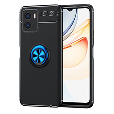 Ultra-thin Silicone Gel Soft Case Cover with Magnetic Finger Ring Stand SD2 for Vivo Y10 t1 Blue and Black