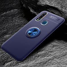 Ultra-thin Silicone Gel Soft Case Cover with Magnetic Finger Ring Stand SD2 for Vivo Y17 Blue