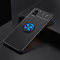 Ultra-thin Silicone Gel Soft Case Cover with Magnetic Finger Ring Stand SD2 for Xiaomi Civi 1S 5G Blue and Black