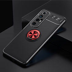 Ultra-thin Silicone Gel Soft Case Cover with Magnetic Finger Ring Stand SD2 for Xiaomi Mi 10S 5G Red and Black