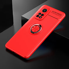 Ultra-thin Silicone Gel Soft Case Cover with Magnetic Finger Ring Stand SD2 for Xiaomi Mi 10T 5G Red