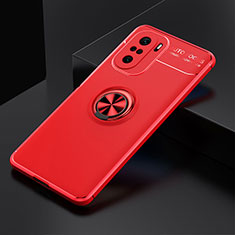 Ultra-thin Silicone Gel Soft Case Cover with Magnetic Finger Ring Stand SD2 for Xiaomi Mi 11X Pro 5G Red