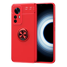 Ultra-thin Silicone Gel Soft Case Cover with Magnetic Finger Ring Stand SD2 for Xiaomi Mi 12T 5G Red