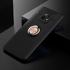 Ultra-thin Silicone Gel Soft Case Cover with Magnetic Finger Ring Stand SD2 for Xiaomi Redmi 10X Pro 5G Gold and Black