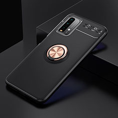 Ultra-thin Silicone Gel Soft Case Cover with Magnetic Finger Ring Stand SD2 for Xiaomi Redmi 9 Power Gold and Black