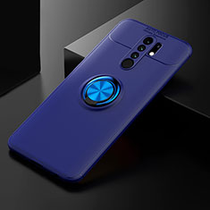 Ultra-thin Silicone Gel Soft Case Cover with Magnetic Finger Ring Stand SD2 for Xiaomi Redmi 9 Prime India Blue