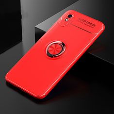 Ultra-thin Silicone Gel Soft Case Cover with Magnetic Finger Ring Stand SD2 for Xiaomi Redmi 9A Red