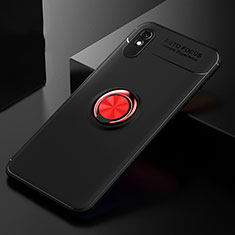 Ultra-thin Silicone Gel Soft Case Cover with Magnetic Finger Ring Stand SD2 for Xiaomi Redmi 9A Red and Black