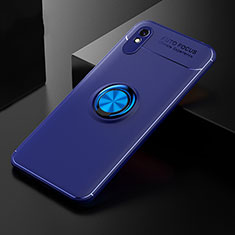 Ultra-thin Silicone Gel Soft Case Cover with Magnetic Finger Ring Stand SD2 for Xiaomi Redmi 9i Blue