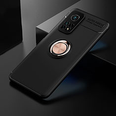 Ultra-thin Silicone Gel Soft Case Cover with Magnetic Finger Ring Stand SD2 for Xiaomi Redmi K30S 5G Gold and Black