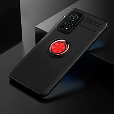 Ultra-thin Silicone Gel Soft Case Cover with Magnetic Finger Ring Stand SD2 for Xiaomi Redmi K30S 5G Red and Black