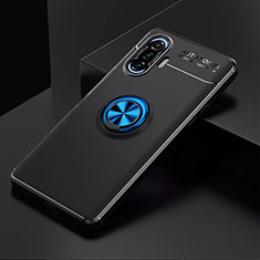 Ultra-thin Silicone Gel Soft Case Cover with Magnetic Finger Ring Stand SD2 for Xiaomi Redmi K40 Gaming 5G Blue and Black