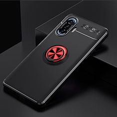 Ultra-thin Silicone Gel Soft Case Cover with Magnetic Finger Ring Stand SD2 for Xiaomi Redmi K40 Gaming 5G Red and Black