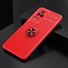 Ultra-thin Silicone Gel Soft Case Cover with Magnetic Finger Ring Stand SD2 for Xiaomi Redmi K40S 5G Red