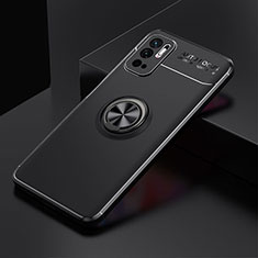 Ultra-thin Silicone Gel Soft Case Cover with Magnetic Finger Ring Stand SD2 for Xiaomi Redmi Note 10 5G Black