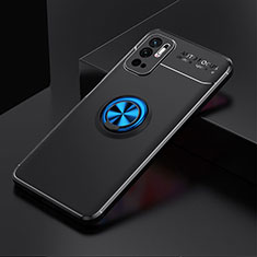 Ultra-thin Silicone Gel Soft Case Cover with Magnetic Finger Ring Stand SD2 for Xiaomi Redmi Note 10T 5G Blue and Black