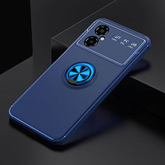 Ultra-thin Silicone Gel Soft Case Cover with Magnetic Finger Ring Stand SD2 for Xiaomi Redmi Note 11R 5G Blue