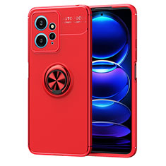 Ultra-thin Silicone Gel Soft Case Cover with Magnetic Finger Ring Stand SD2 for Xiaomi Redmi Note 12 4G Red