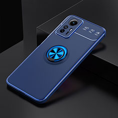 Ultra-thin Silicone Gel Soft Case Cover with Magnetic Finger Ring Stand SD2 for Xiaomi Redmi Note 12S Blue