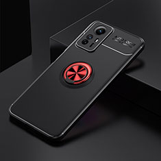 Ultra-thin Silicone Gel Soft Case Cover with Magnetic Finger Ring Stand SD2 for Xiaomi Redmi Note 12S Red and Black