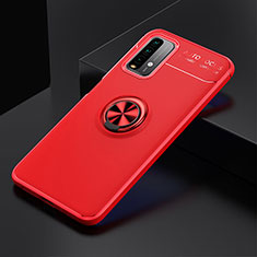 Ultra-thin Silicone Gel Soft Case Cover with Magnetic Finger Ring Stand SD2 for Xiaomi Redmi Note 9 4G Red