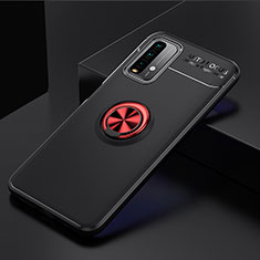 Ultra-thin Silicone Gel Soft Case Cover with Magnetic Finger Ring Stand SD2 for Xiaomi Redmi Note 9 4G Red and Black