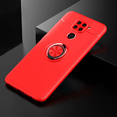 Ultra-thin Silicone Gel Soft Case Cover with Magnetic Finger Ring Stand SD2 for Xiaomi Redmi Note 9 Red