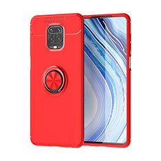 Ultra-thin Silicone Gel Soft Case Cover with Magnetic Finger Ring Stand SD2 for Xiaomi Redmi Note 9S Red