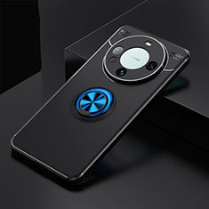 Ultra-thin Silicone Gel Soft Case Cover with Magnetic Finger Ring Stand SD3 for Huawei Mate 60 Pro Blue and Black