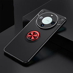 Ultra-thin Silicone Gel Soft Case Cover with Magnetic Finger Ring Stand SD3 for Huawei Mate 60 Pro Red and Black