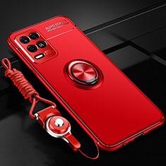 Ultra-thin Silicone Gel Soft Case Cover with Magnetic Finger Ring Stand SD3 for Realme 8s 5G Red