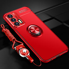 Ultra-thin Silicone Gel Soft Case Cover with Magnetic Finger Ring Stand SD3 for Realme GT 5G Red