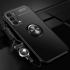 Ultra-thin Silicone Gel Soft Case Cover with Magnetic Finger Ring Stand SD3 for Realme GT Master 5G Black