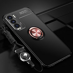 Ultra-thin Silicone Gel Soft Case Cover with Magnetic Finger Ring Stand SD3 for Realme GT Master Explorer 5G Gold and Black