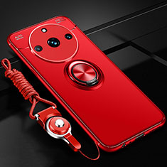 Ultra-thin Silicone Gel Soft Case Cover with Magnetic Finger Ring Stand SD3 for Realme Narzo 60 5G Red