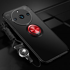 Ultra-thin Silicone Gel Soft Case Cover with Magnetic Finger Ring Stand SD3 for Realme Narzo 60 Pro 5G Red and Black