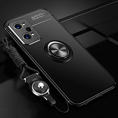 Ultra-thin Silicone Gel Soft Case Cover with Magnetic Finger Ring Stand SD3 for Realme Q5 Pro 5G Black