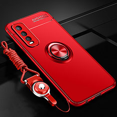 Ultra-thin Silicone Gel Soft Case Cover with Magnetic Finger Ring Stand SD3 for Vivo iQOO U1 Red