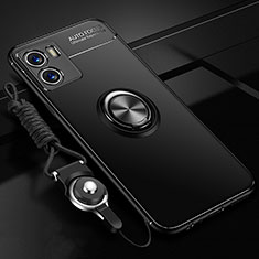 Ultra-thin Silicone Gel Soft Case Cover with Magnetic Finger Ring Stand SD3 for Vivo iQOO U5x Black