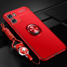 Ultra-thin Silicone Gel Soft Case Cover with Magnetic Finger Ring Stand SD3 for Vivo iQOO U5x Red