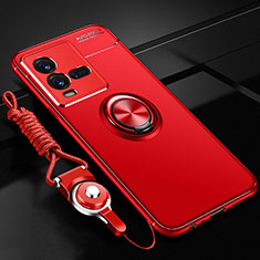 Ultra-thin Silicone Gel Soft Case Cover with Magnetic Finger Ring Stand SD3 for Vivo V25e Red