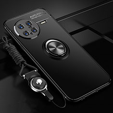 Ultra-thin Silicone Gel Soft Case Cover with Magnetic Finger Ring Stand SD3 for Vivo X Note Black