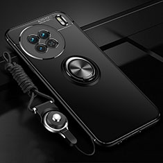 Ultra-thin Silicone Gel Soft Case Cover with Magnetic Finger Ring Stand SD3 for Vivo X90 Pro 5G Black