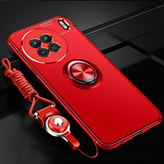 Ultra-thin Silicone Gel Soft Case Cover with Magnetic Finger Ring Stand SD3 for Vivo X90 Pro 5G Red