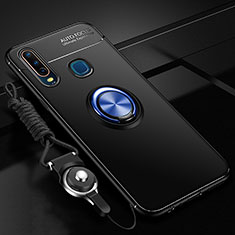 Ultra-thin Silicone Gel Soft Case Cover with Magnetic Finger Ring Stand SD3 for Vivo Y17 Blue and Black