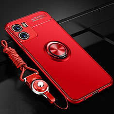 Ultra-thin Silicone Gel Soft Case Cover with Magnetic Finger Ring Stand SD3 for Vivo Y32t Red