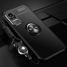 Ultra-thin Silicone Gel Soft Case Cover with Magnetic Finger Ring Stand SD3 for Xiaomi Civi 1S 5G Black